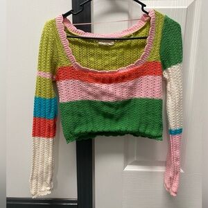 L.A Hearts Colorful Knit Cropped Sweater